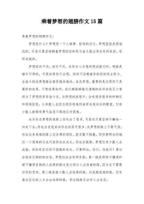 乘着梦想的翅膀作文15篇