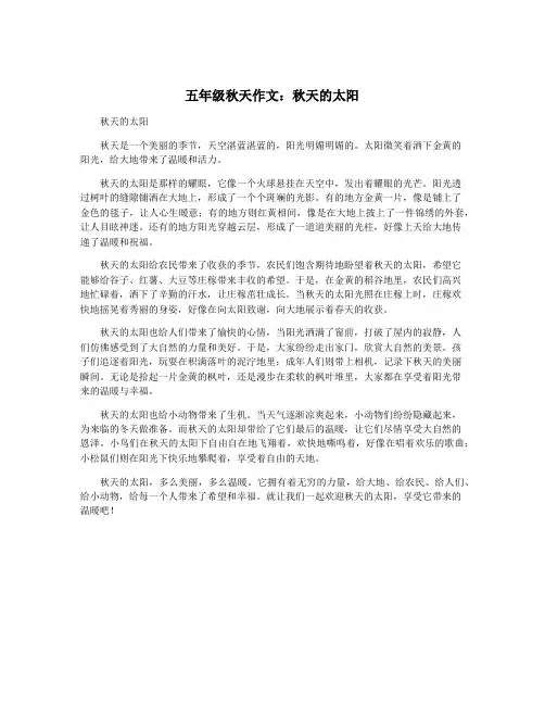 五年级秋天作文：秋天的太阳