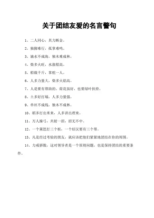 关于团结友爱的名言警句