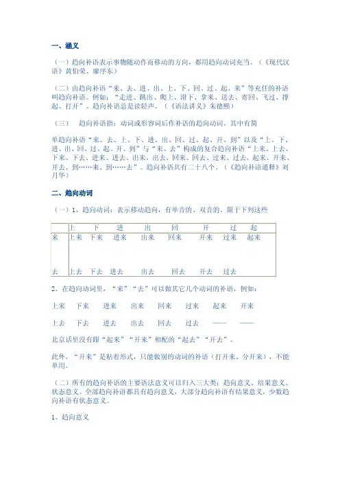 趋向补语——精选推荐