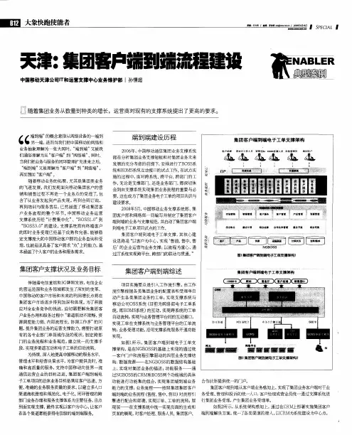 天津：集团客户端到流程建设