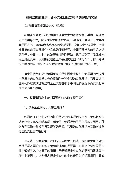 和君咨询郝继涛：企业文化四层次模型的理论与实践