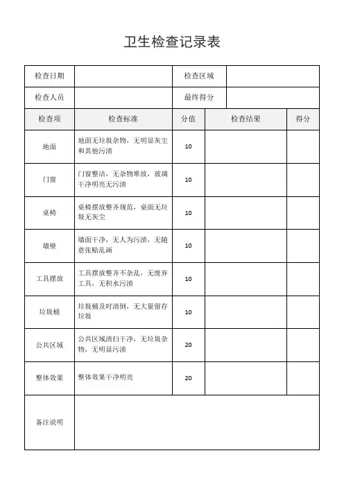卫生检查记录表(标准版)