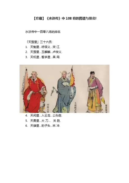 【珍藏】《水浒传》中108将的图谱与排名!