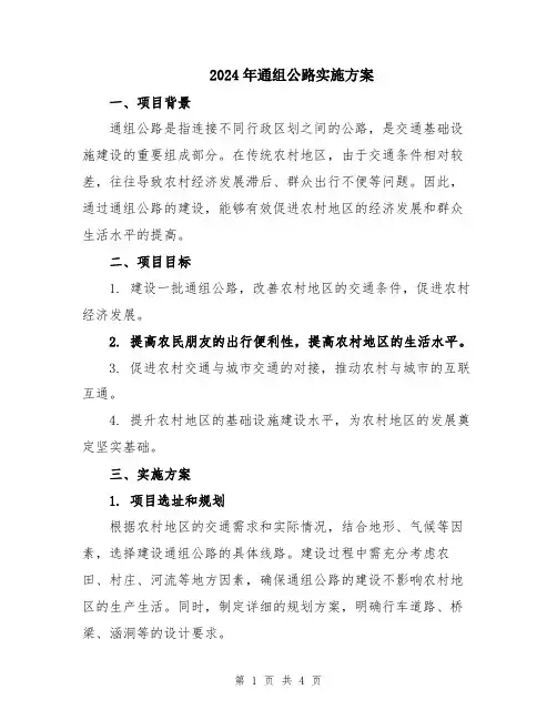 2024年通组公路实施方案