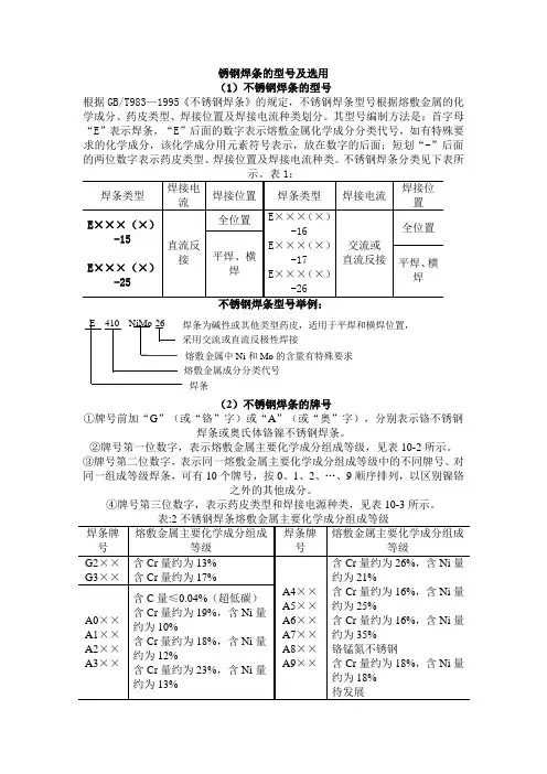 不锈钢焊条的型号及选用