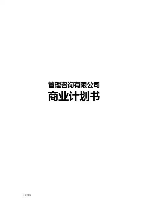管理咨询有限公司商业计划书