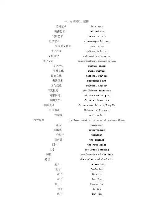上海高级口译高频词汇