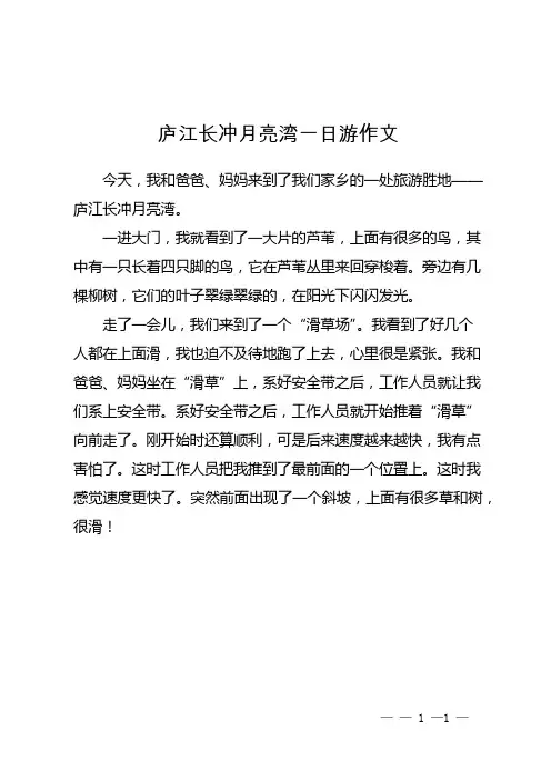 庐江长冲月亮湾一日游作文