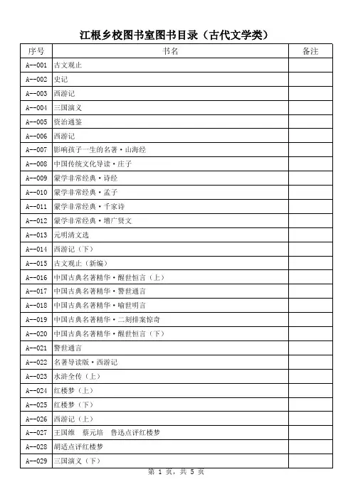 图书目录(古代文学)