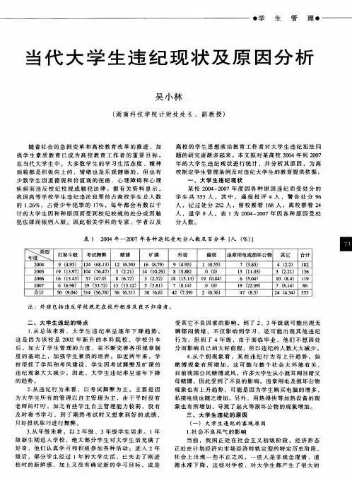 当代大学生违纪现状及原因分析