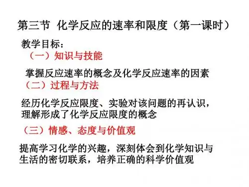 高一化学化学反应的速率和限度(教学课件2019)