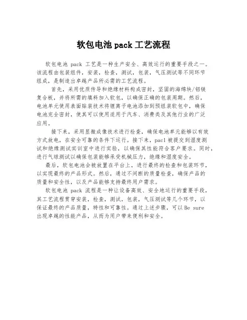 软包电池pack工艺流程