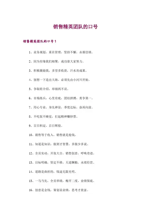 2024年销售精英团队的口号