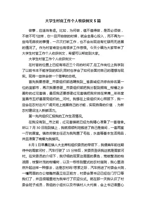 大学生村官工作个人收获例文5篇