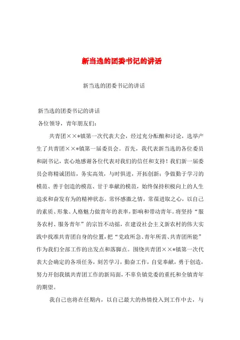 2019年整理--新当选的团委书记的讲话