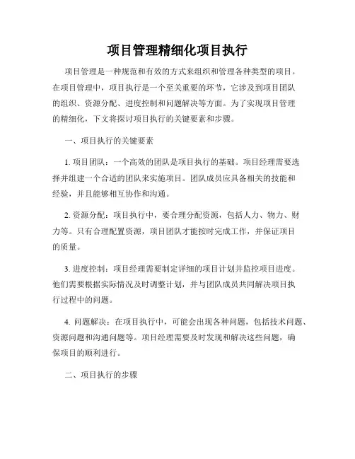 项目管理精细化项目执行