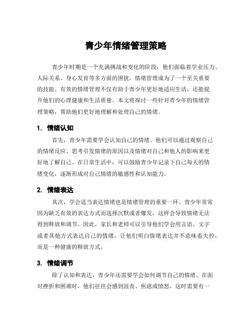 青少年情绪管理策略
