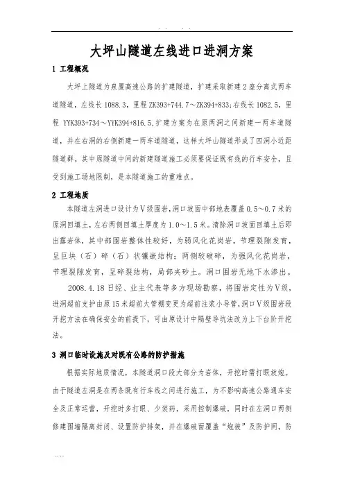 大坪山进洞方案