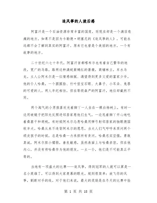 追风筝的人读后感(11篇)