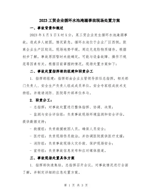 2023工贸企业循环水池淹溺事故现场处置方案