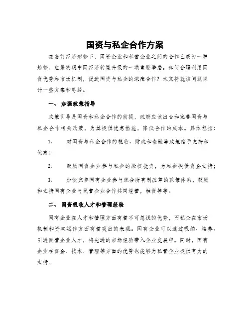 国资与私企合作方案