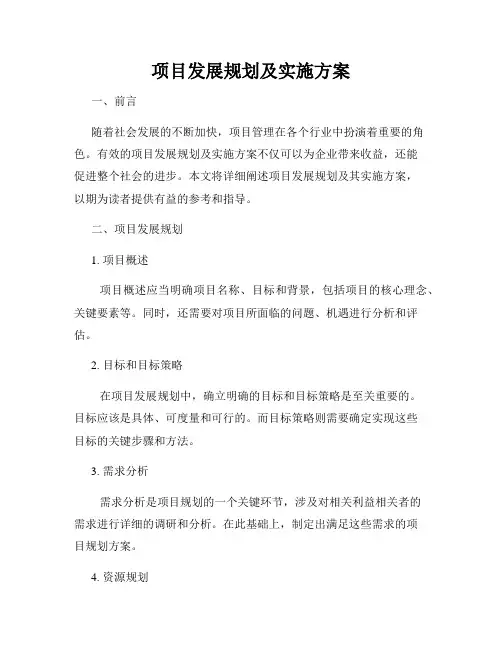 项目发展规划及实施方案