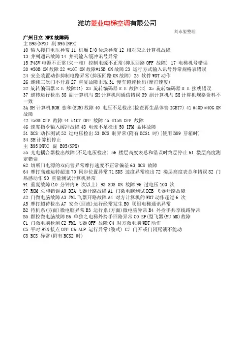 日立 NPX故障码
