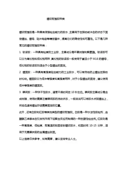 螺纹耐落胶种类
