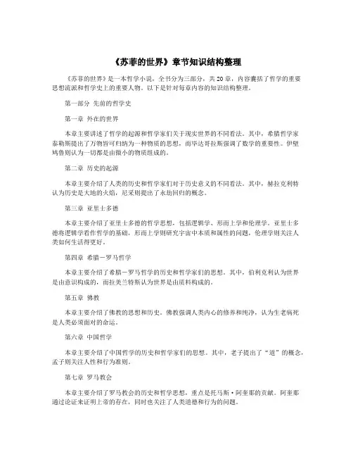《苏菲的世界》章节知识结构整理