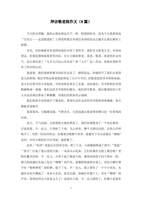 拜访敬老院作文(6篇)