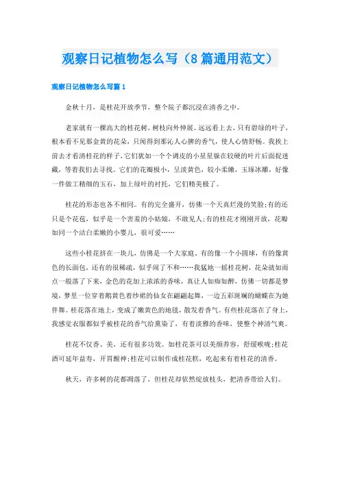 观察日记植物怎么写(8篇通用范文)