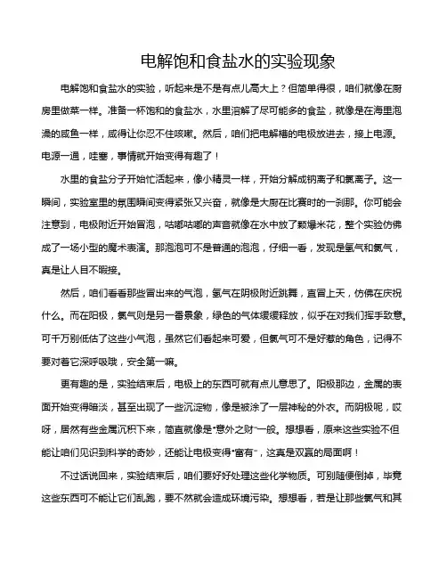 电解饱和食盐水的实验现象