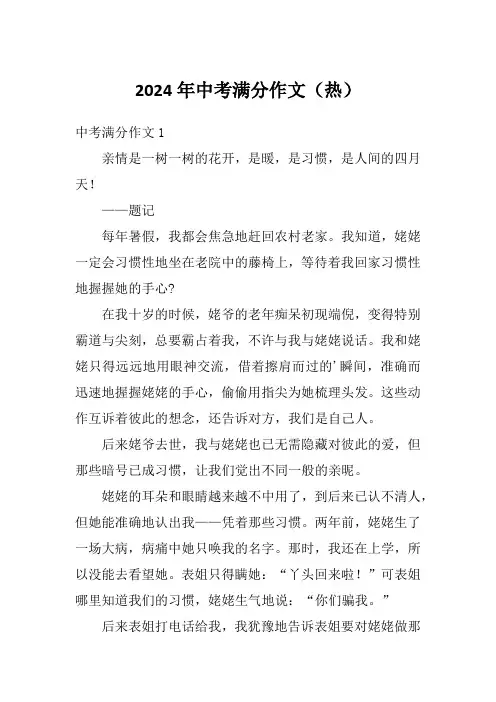 2024年中考满分作文(热)