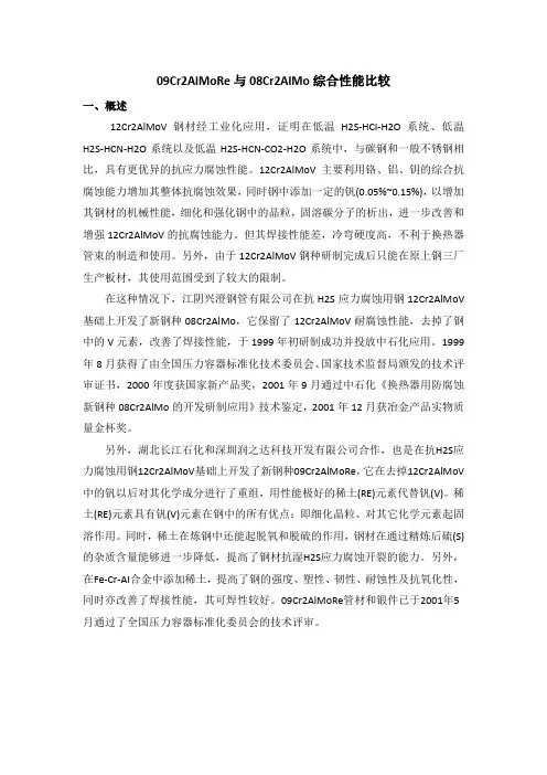 09Cr2AlMoRe与08Cr2AlMo综合性能比较