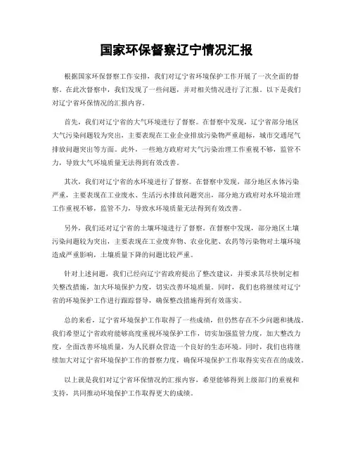 国家环保督察辽宁情况汇报