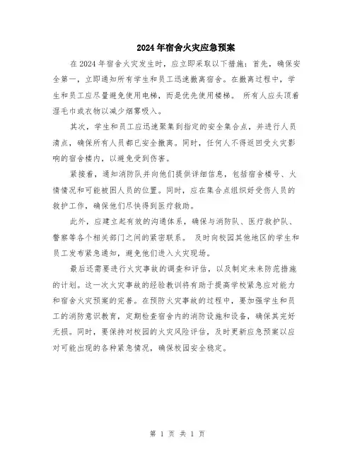2024年宿舍火灾应急预案
