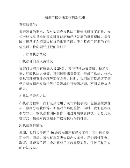 知识产权执法工作情况汇报