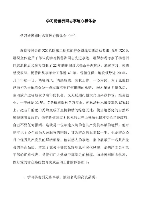 学习杨善洲同志事迹心得体会