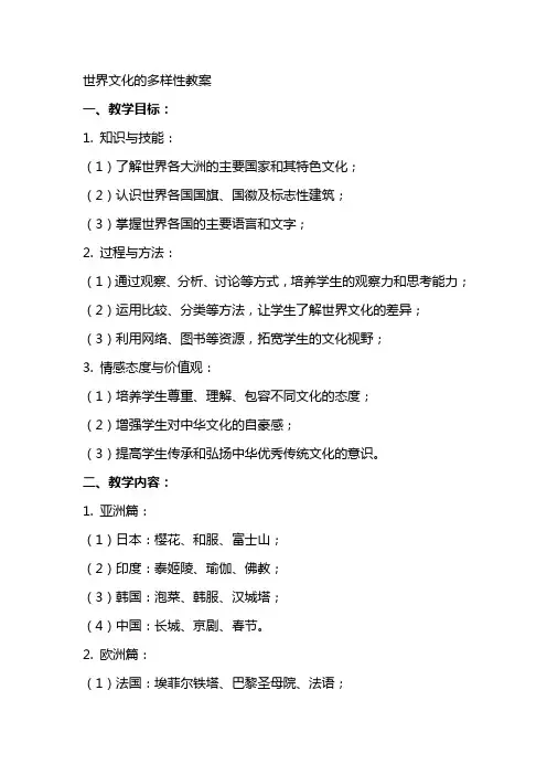世界文化的多样性教案