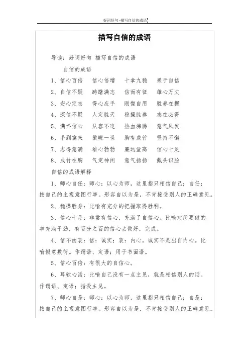 描写自信的成语