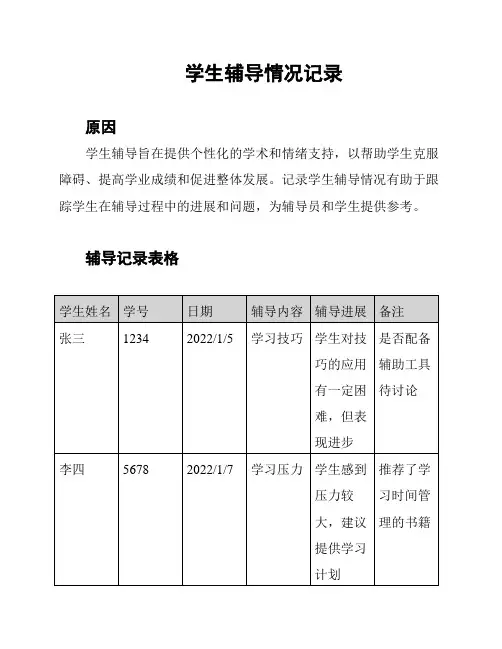 学生辅导情况记录