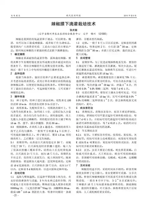 辣椒膜下滴灌栽培技术