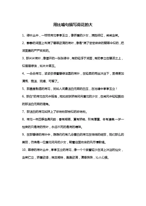 用比喻句描写荷花的大