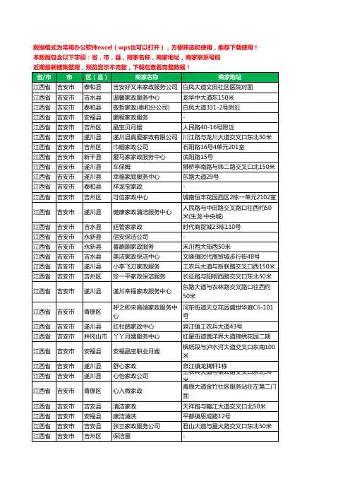 2020新版江西省吉安市家政服务工商企业公司商家名录名单联系电话号码地址大全67家
