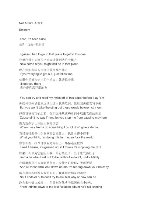 not afraid歌词