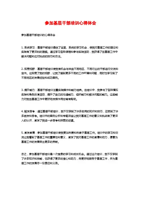 参加基层干部培训心得体会