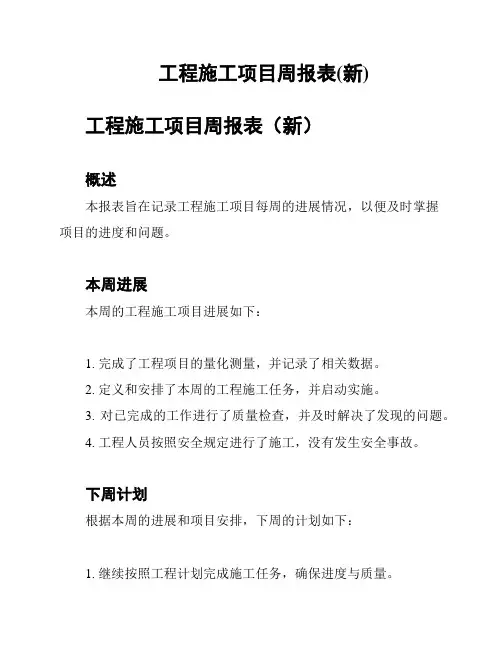 工程施工项目周报表(新)