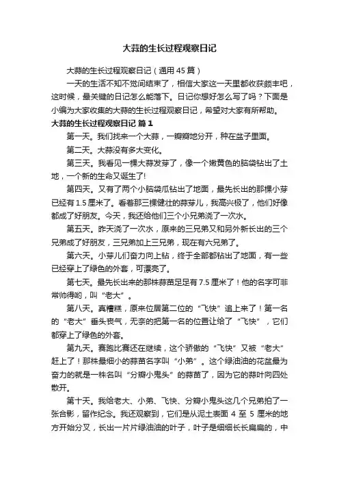 大蒜的生长过程观察日记