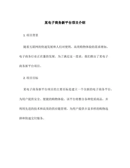 某电子商务新平台项目介绍